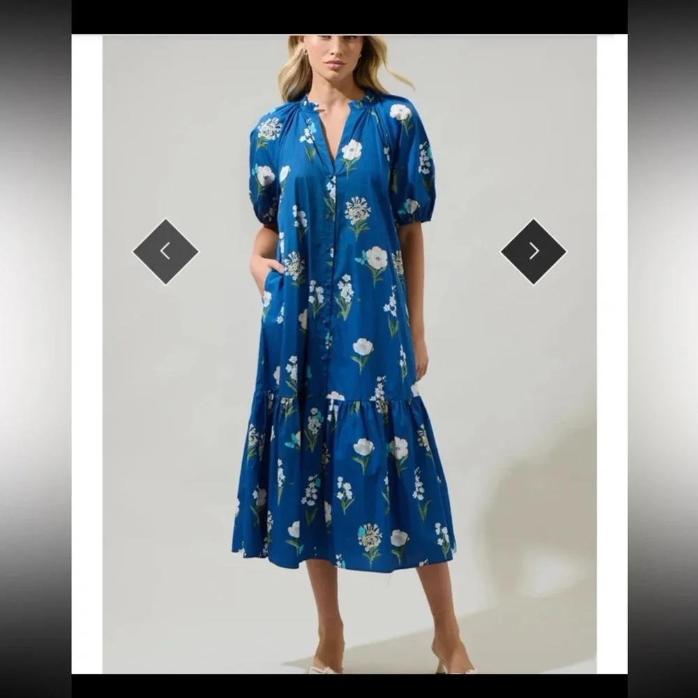 Sugarlips Madison Floral Wynette Tiered Midi Dress size 1X - Picture 6 of 12